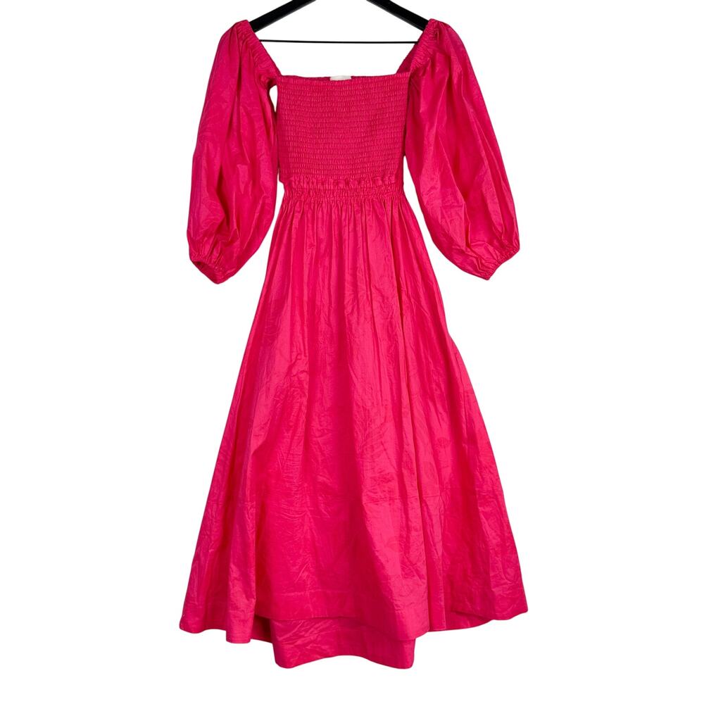 The Westside Dominique Balloon Sleeve Midi Dress Fit Flare Pink Floral - S
